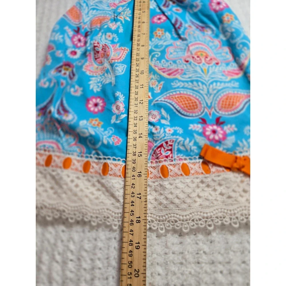 Counting Daisies Girls‎ Blue Paisley Floral Lace Trim Dress Size 5